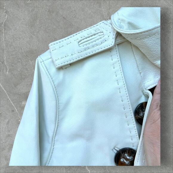 Vintage Spiegel White Leather Double Breasted Jacket Size 12 - Picture 8 of 10
